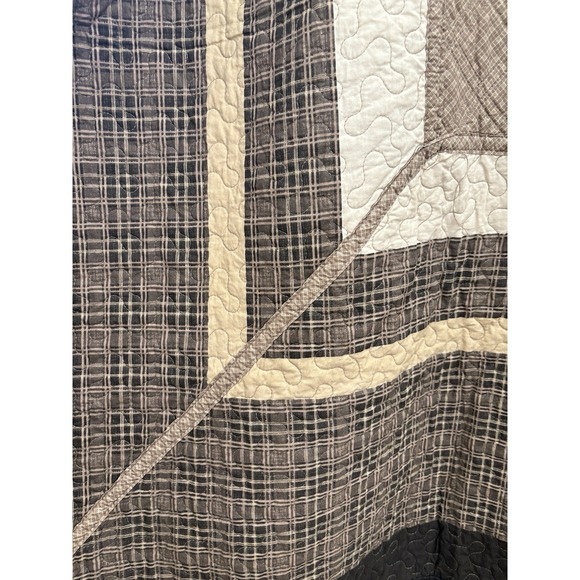 New Brown Lightweight Quilt large 120x120 King bedding mitered Border + 2 shams - Picture 4 of 11